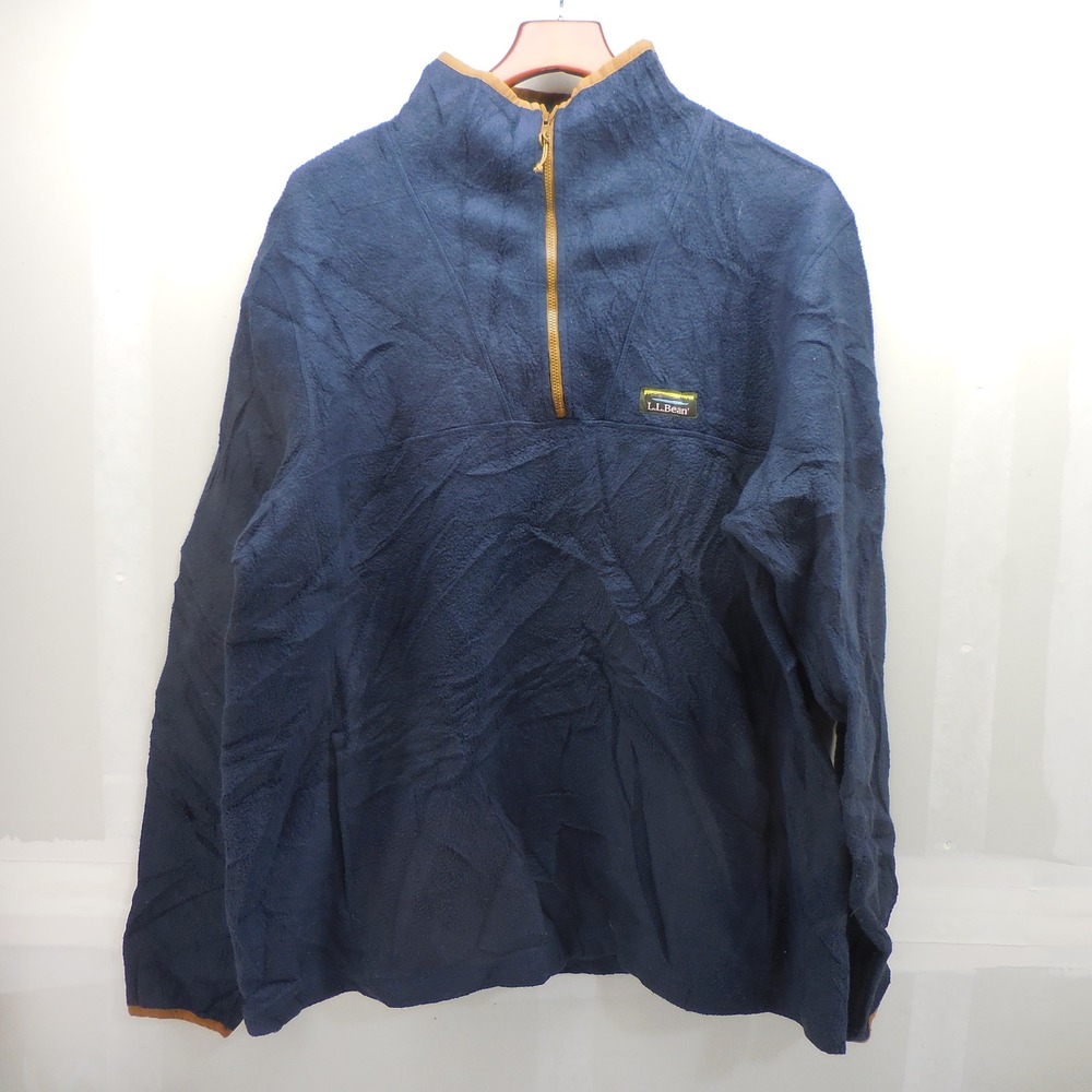 LL Bean Mens XL Tall Navy Blue Fleece Quarter Zip Pullover 512297